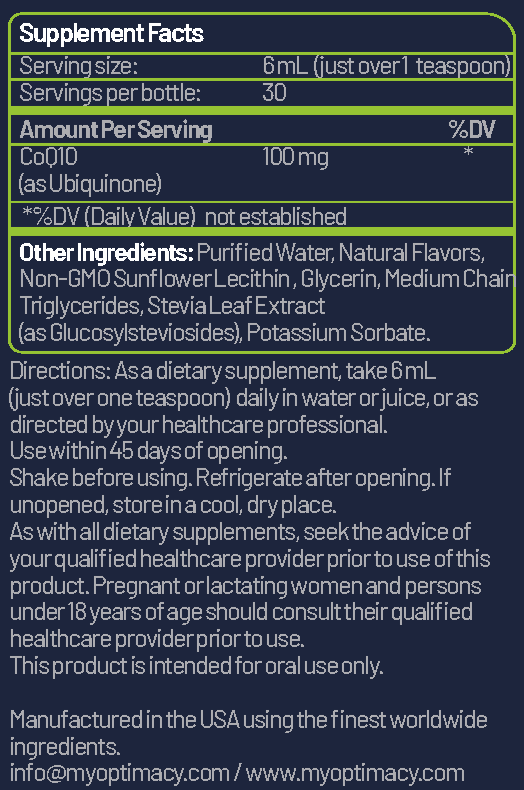 Liposomal Coenzyme Q10 | Coenzyme Q10 Supplement | OPTIMACY